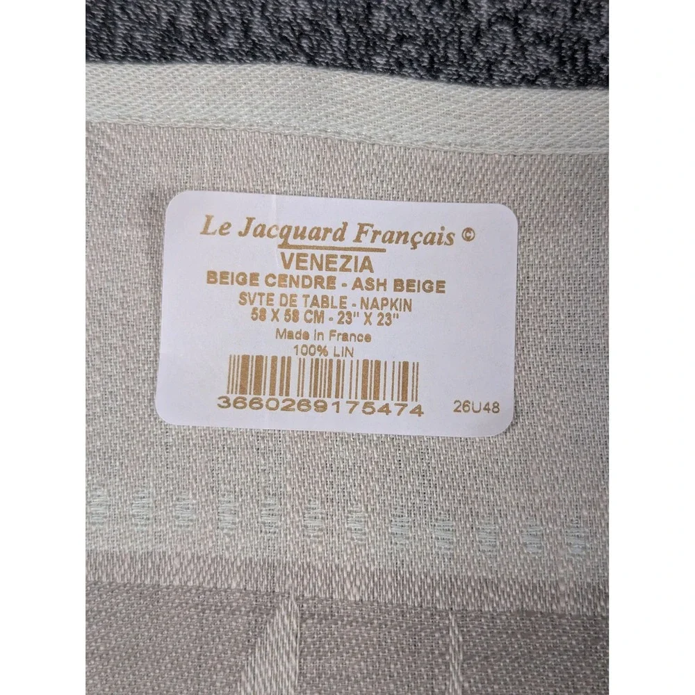 Le Jacquard Francais Venezia 4 Placemats Ash Beige Linen Made in France 21x15